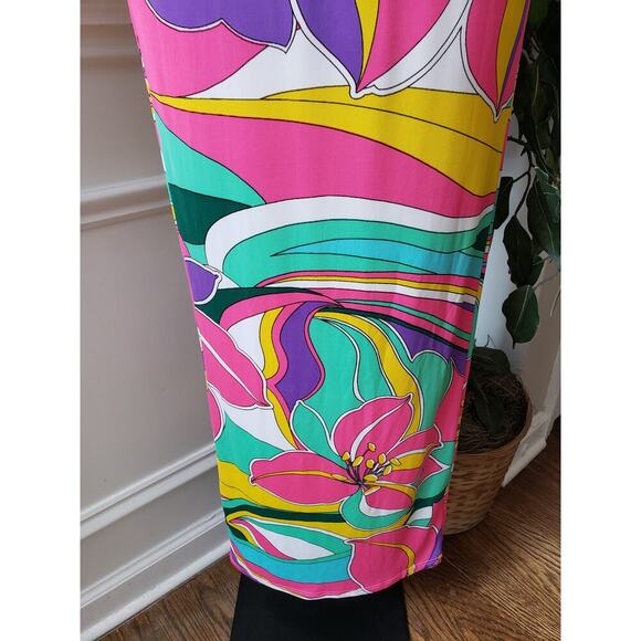 Spring Haze Long Maxi Dress Women's S Multicolor Floral Cutout Open Back V Neck - Picture 9 of 11